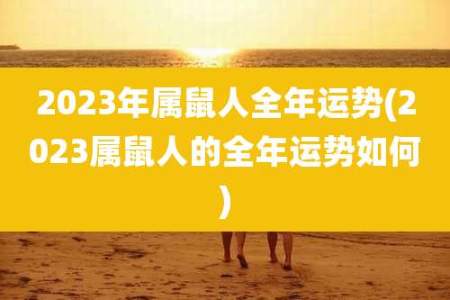 2023年属鼠人全年运势(2023属鼠人的全年运势如何)