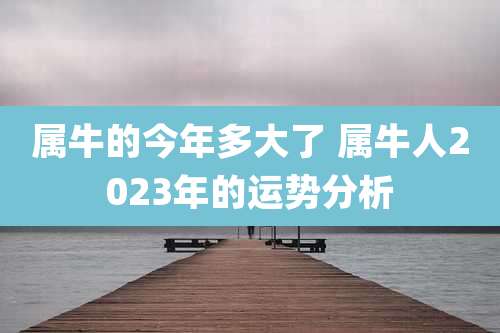 属牛的今年多大了 属牛人2023年的运势分析