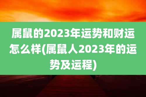 属鼠的2023年运势和财运怎么样(属鼠人2023年的运势及运程)