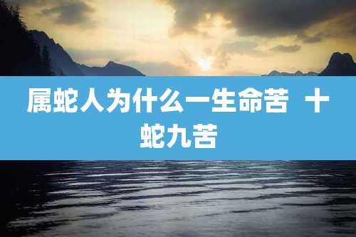 属蛇人为什么一生命苦  十蛇九苦