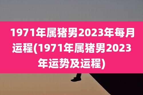 1971年属猪男2023年每月运程(1971年属猪男2023年运势及运程)