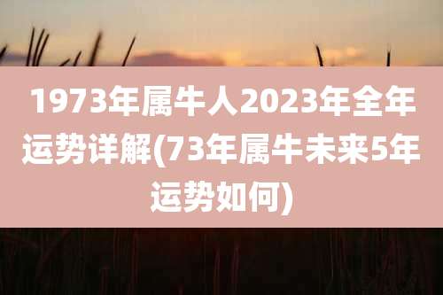 1973年属牛人2023年全年运势详解(73年属牛未来5年运势如何)