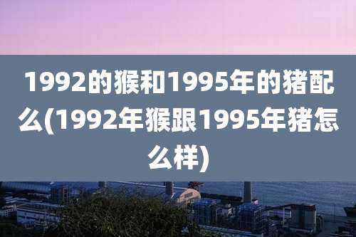 1992的猴和1995年的猪配么(1992年猴跟1995年猪怎么样)