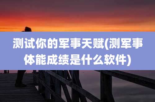 测试你的军事天赋(测军事体能成绩是什么软件)