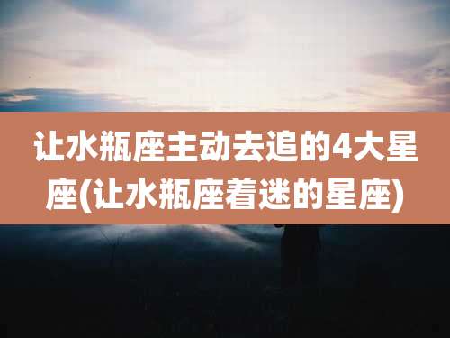 让水瓶座主动去追的4大星座(让水瓶座着迷的星座)