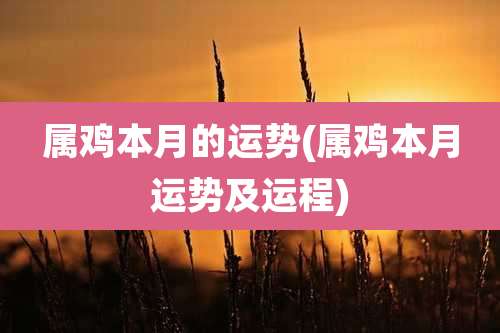 属鸡本月的运势(属鸡本月运势及运程)