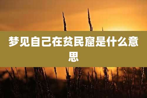 梦见自己在贫民窟是什么意思