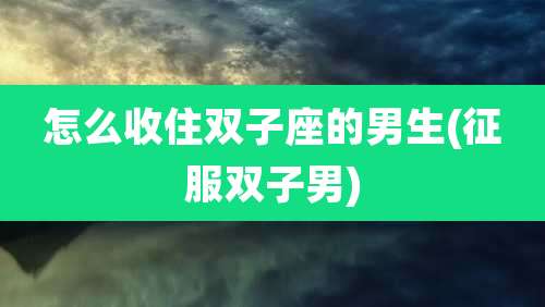 怎么收住双子座的男生(征服双子男)