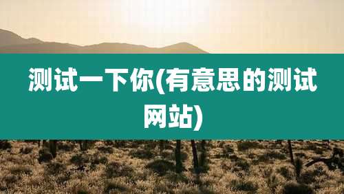 测试一下你(有意思的测试网站)