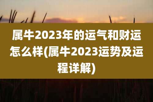 属牛2023年的运气和财运怎么样(属牛2023运势及运程详解)