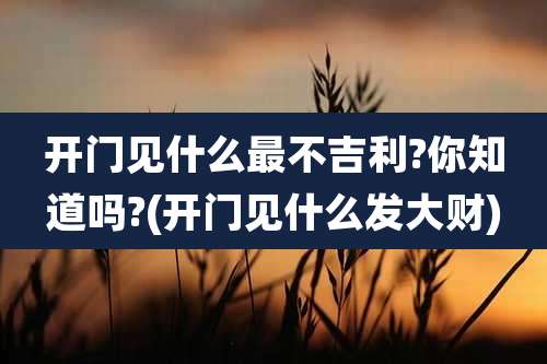 开门见什么最不吉利?你知道吗?(开门见什么发大财)