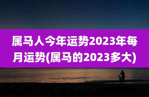 属马人今年运势2023年每月运势(属马的2023多大)