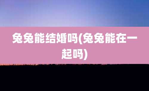 兔兔能结婚吗(兔兔能在一起吗)