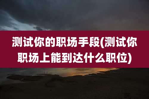 测试你的职场手段(测试你职场上能到达什么职位)
