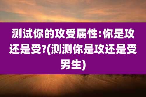 测试你的攻受属性:你是攻还是受?(测测你是攻还是受男生)