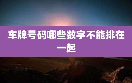 车牌号码哪些数字不能排在一起