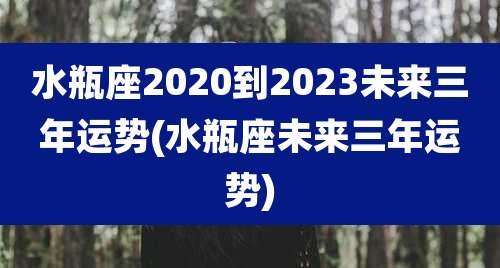 水瓶座2020到2023未来三年运势(水瓶座未来三年运势)