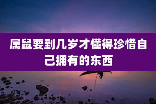 属鼠要到几岁才懂得珍惜自己拥有的东西