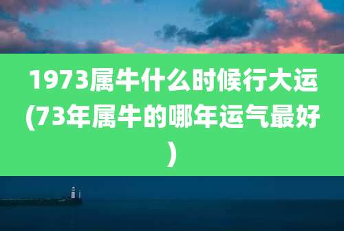 1973属牛什么时候行大运(73年属牛的哪年运气最好)
