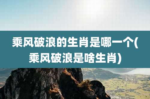 乘风破浪的生肖是哪一个(乘风破浪是啥生肖)