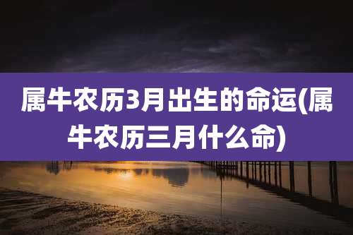 属牛农历3月出生的命运(属牛农历三月什么命)