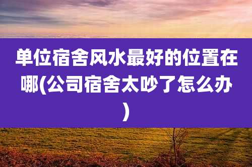 单位宿舍风水最好的位置在哪(公司宿舍太吵了怎么办)