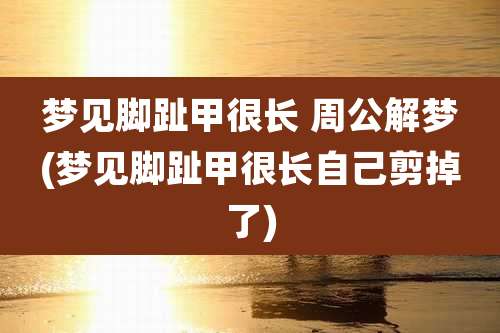 梦见脚趾甲很长 周公解梦(梦见脚趾甲很长自己剪掉了)