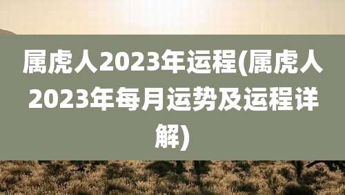 属虎人2023年运程(属虎人2023年每月运势及运程详解)