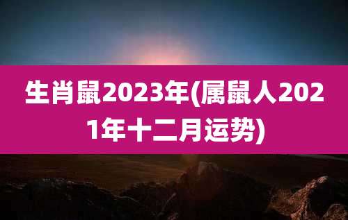 生肖鼠2023年(属鼠人2021年十二月运势)