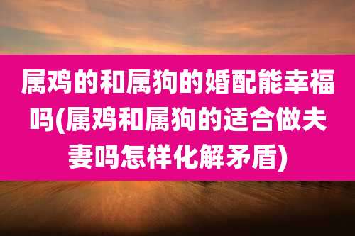 属鸡的和属狗的婚配能幸福吗(属鸡和属狗的适合做夫妻吗怎样化解矛盾)