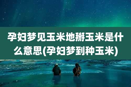 孕妇梦见玉米地掰玉米是什么意思(孕妇梦到种玉米)