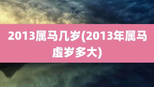 2013属马几岁(2013年属马虚岁多大)
