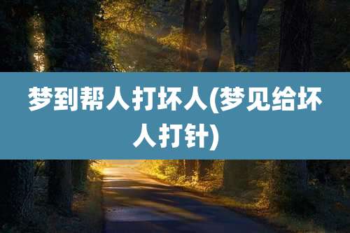 梦到帮人打坏人(梦见给坏人打针)