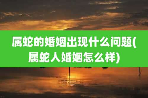 属蛇的婚姻出现什么问题(属蛇人婚姻怎么样)