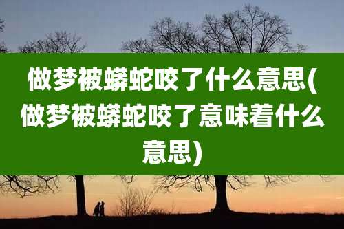 做梦被蟒蛇咬了什么意思(做梦被蟒蛇咬了意味着什么意思)