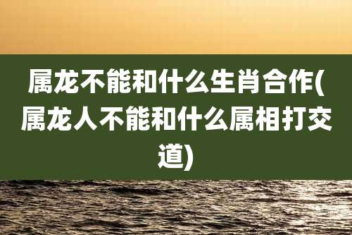 属龙不能和什么生肖合作(属龙人不能和什么属相打交道)