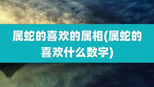 属蛇的喜欢的属相(属蛇的喜欢什么数字)