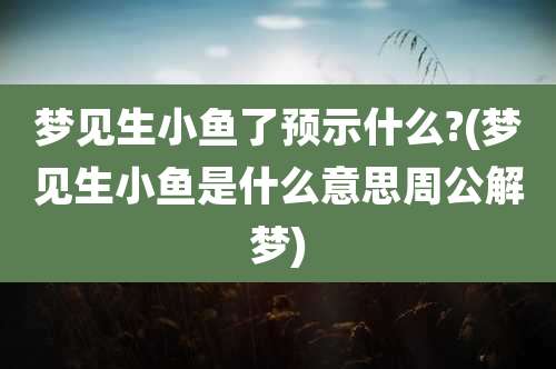 梦见生小鱼了预示什么?(梦见生小鱼是什么意思周公解梦)