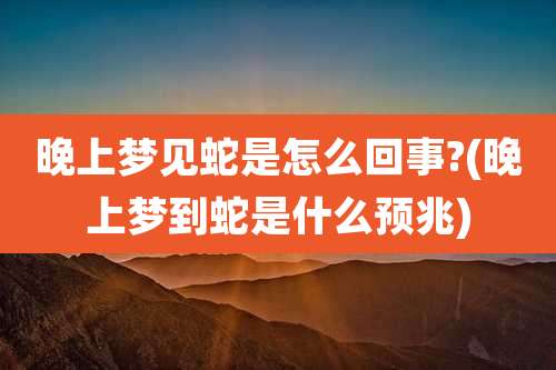 晚上梦见蛇是怎么回事?(晚上梦到蛇是什么预兆)