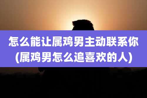 怎么能让属鸡男主动联系你(属鸡男怎么追喜欢的人)
