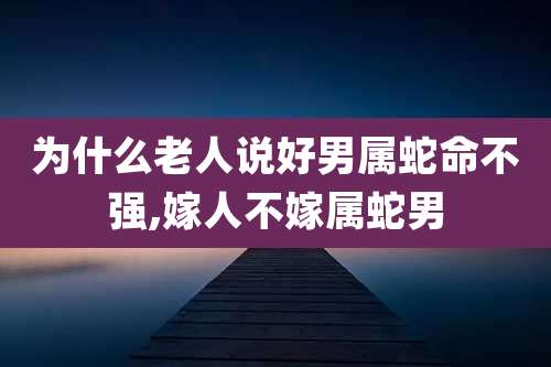 为什么老人说好男属蛇命不强,嫁人不嫁属蛇男