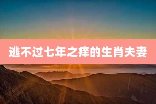 逃不过七年之痒的生肖夫妻