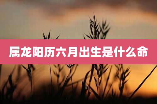 属龙阳历六月出生是什么命