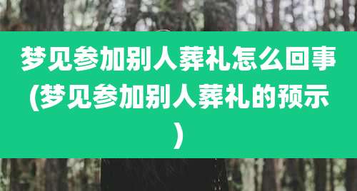 梦见参加别人葬礼怎么回事(梦见参加别人葬礼的预示)