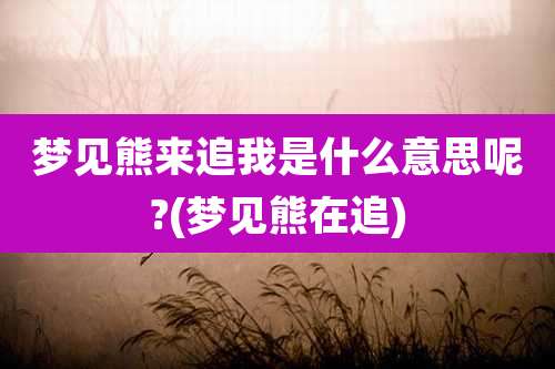 梦见熊来追我是什么意思呢?(梦见熊在追)