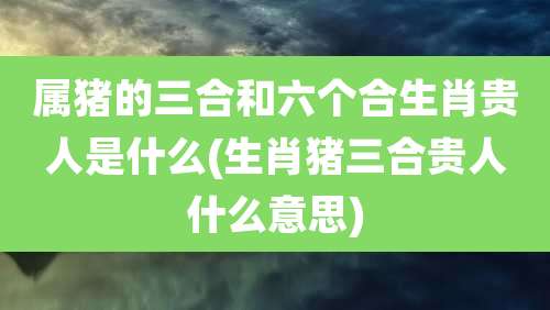 属猪的三合和六个合生肖贵人是什么(生肖猪三合贵人什么意思)