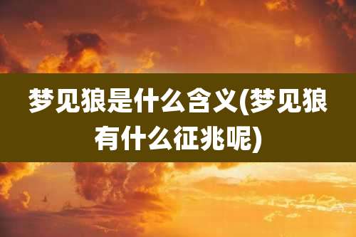 梦见狼是什么含义(梦见狼有什么征兆呢)