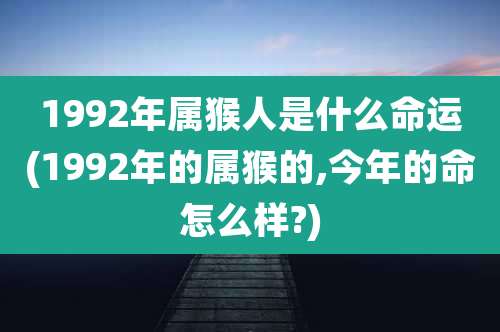1992年属猴人是什么命运(1992年的属猴的,今年的命怎么样?)