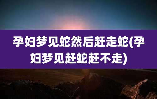 孕妇梦见蛇然后赶走蛇(孕妇梦见赶蛇赶不走)