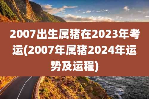 2007出生属猪在2023年考运(2007年属猪2024年运势及运程)